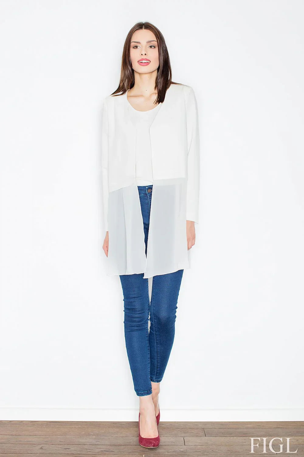 Women Blazer - Lightweight - Slip-On - White -Guocali