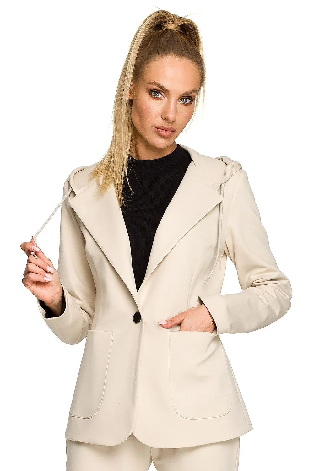 Women Blazer - Stretchable - 1-Button - beige -Guocali