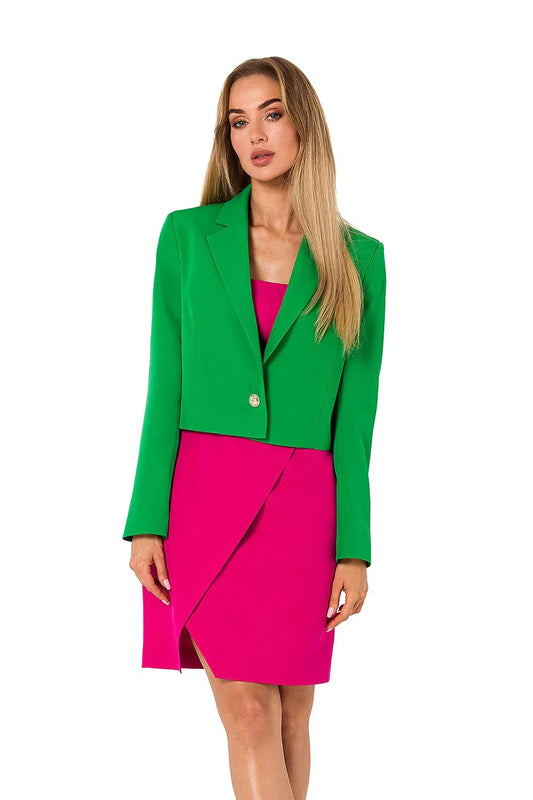 Women Blazer - Stretchable - 1-Button - Green -Guocali