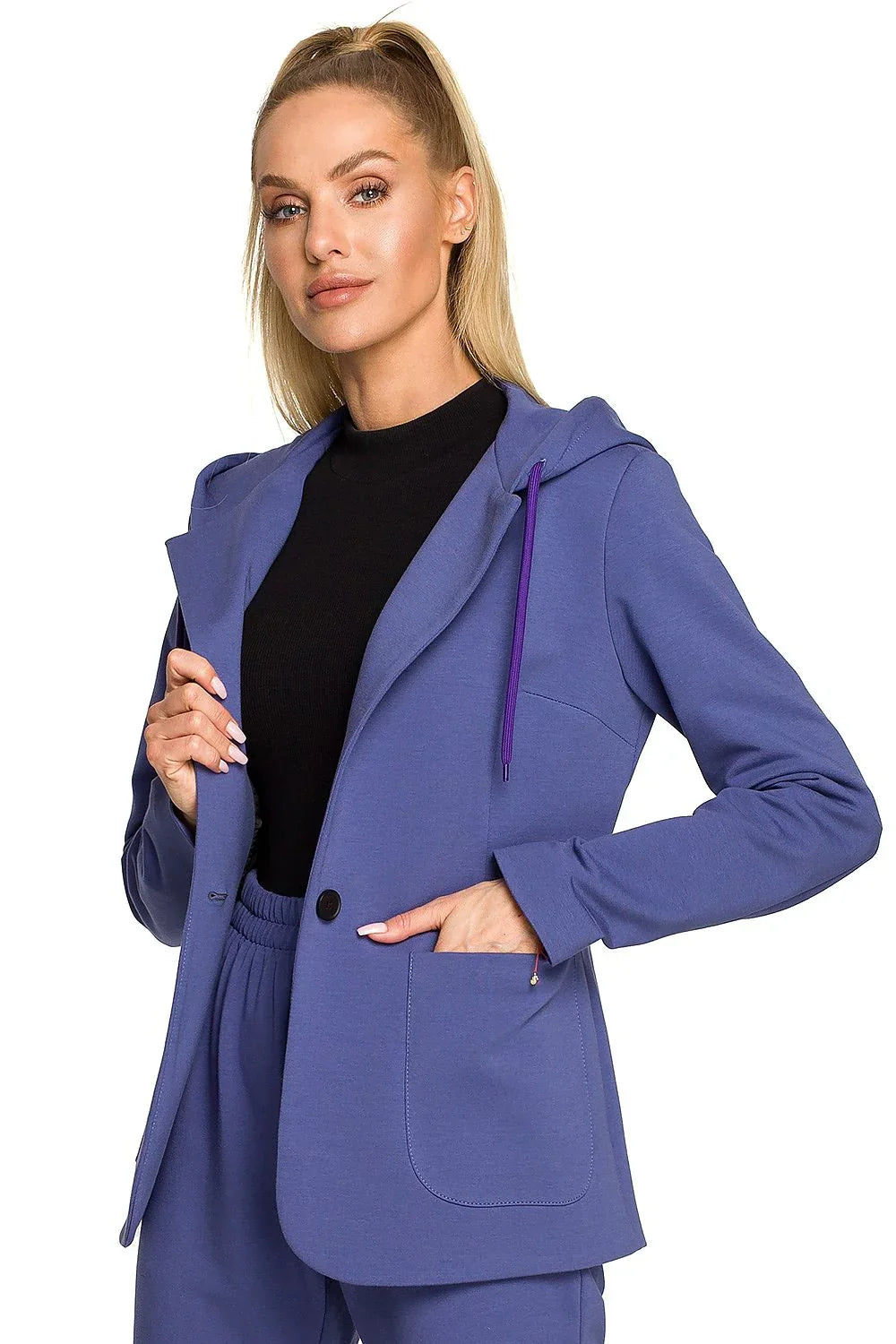 Women Blazer - Stretchable - 1-Button - navy, blue -Guocali