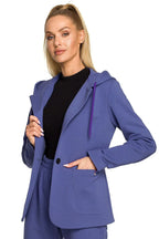 Women Blazer - Stretchable - 1-Button - navy, blue -Guocali