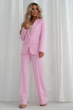 Women Suit Jacket - Stretchable - 1-Button Blazer Pink