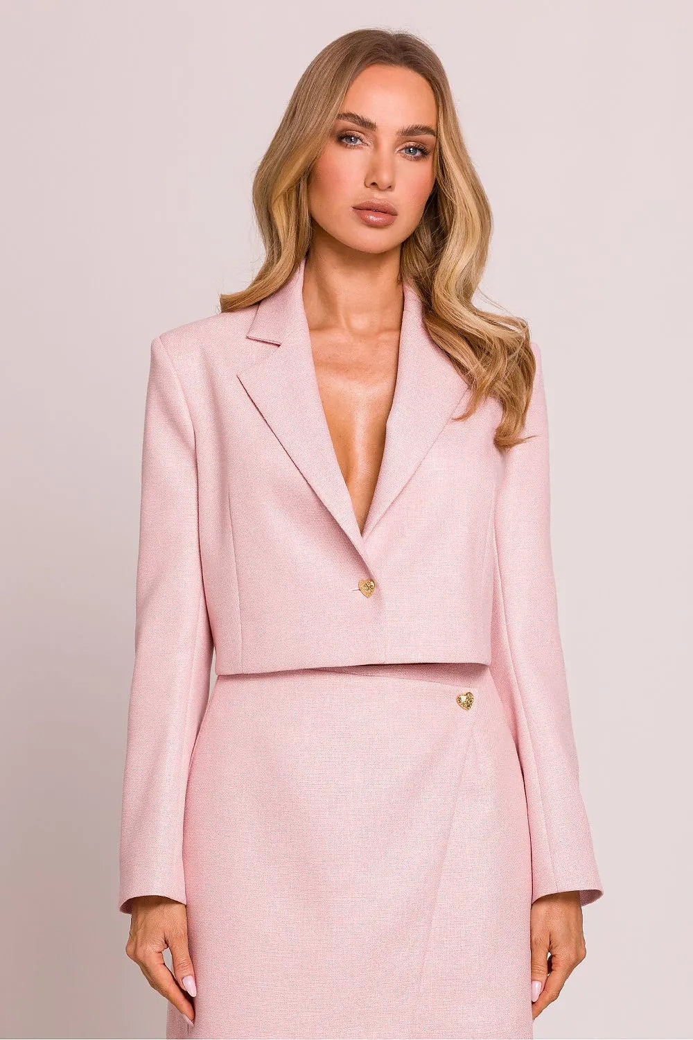 Women Suit Jacket - Stretchable - 1-Button Blazer Pink