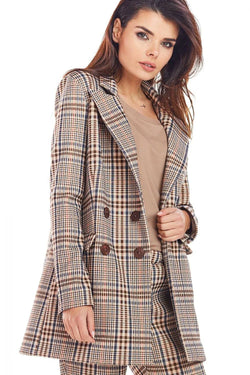 Women Blazer - Stretchable - Button - brown, beige, navy -Guocali