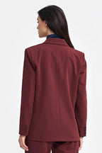 Women Blazer - Stretchable - Double-Breasted - Red -Guocali