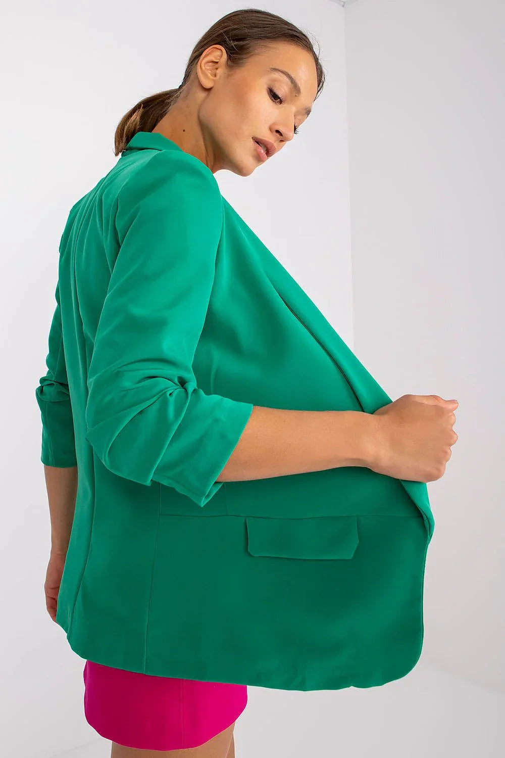 Women Blazer - Stretchable - Slip-On - Green -Guocali