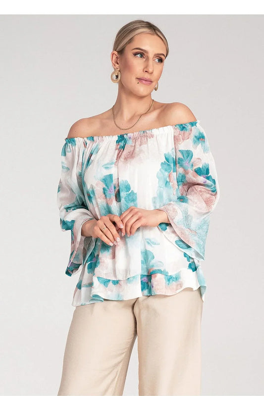 Women Blouse – Lightweight – Three-Quarter Sleeve - Green -Guocali