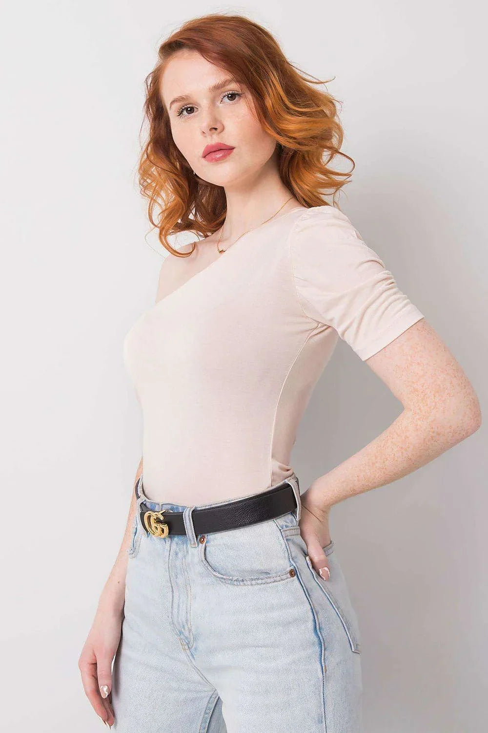 Women Blouse – Stretchable – Long Sleeve - Beige -Guocali