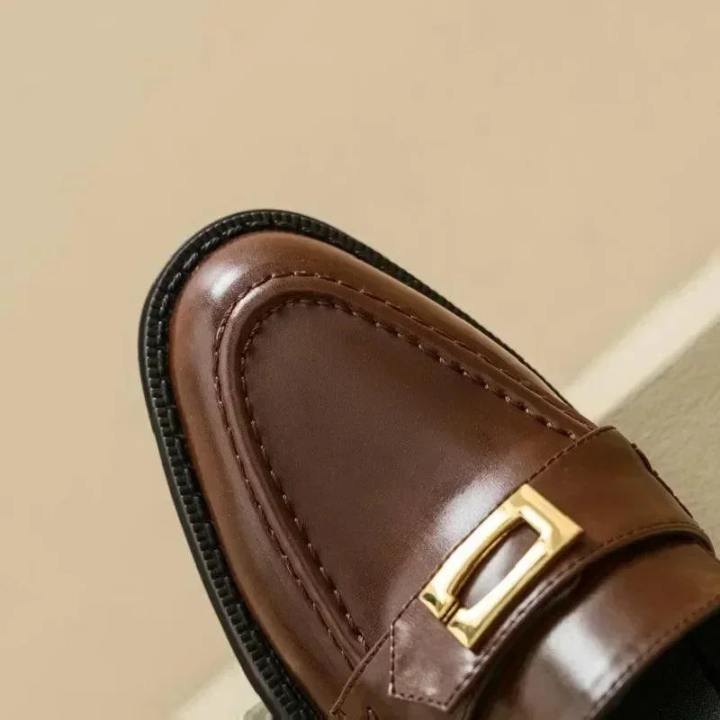 Women Casual Horse Bit Loafers - Slip-On Flat Shoes