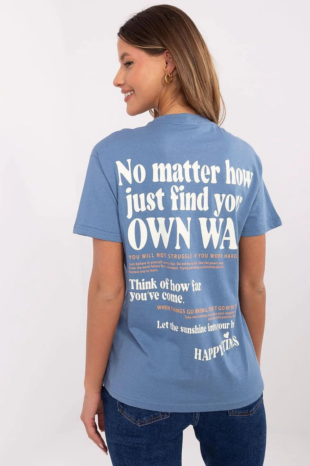 Women Crew-Neck Short-Sleeves T-Shirt – Breathable - Blue -Guocali