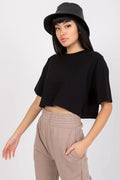 Women Crew-Neck Short-Sleeves T-Shirt – Stretchable - Black -Guocali