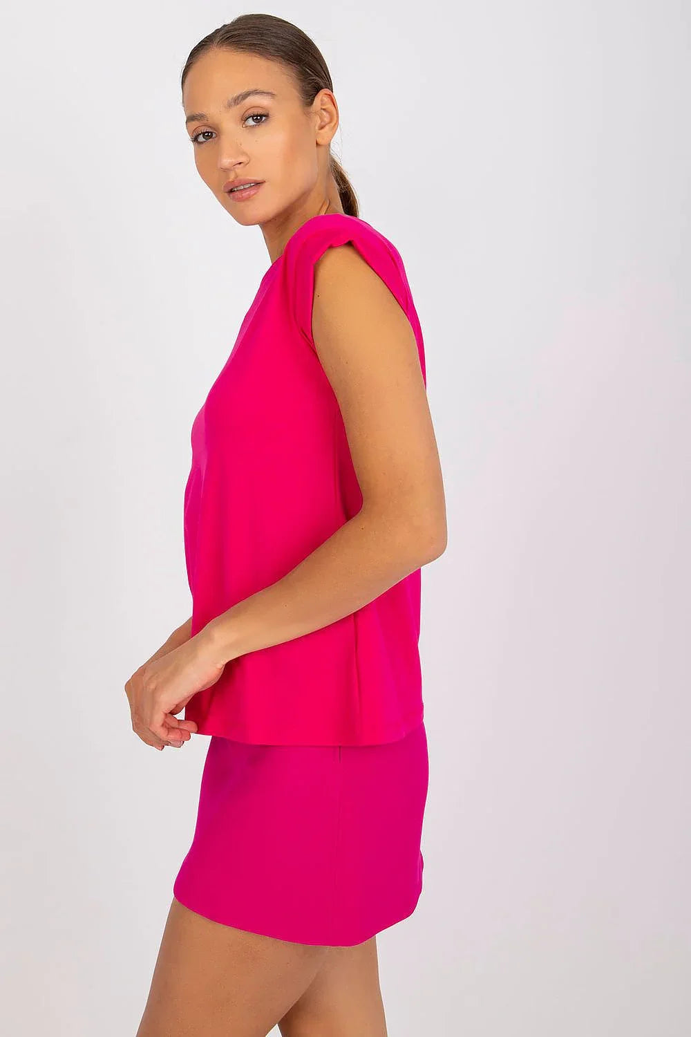 Women Crew-Neck Short-Sleeves T-Shirt – Stretchable - Pink -Guocali