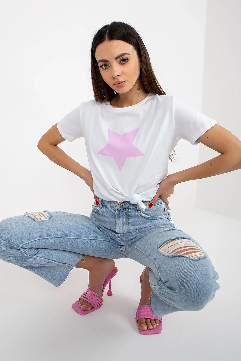 Women Crew-Neck Short-Sleeves T-Shirt – Stretchable, Pink