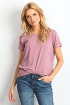 Women Crew-Neck Short-Sleeves T-Shirt – Stretchable - Pink -Guocali