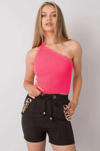 Women Knit Top – One-Shoulder Crop Top -Guocali
