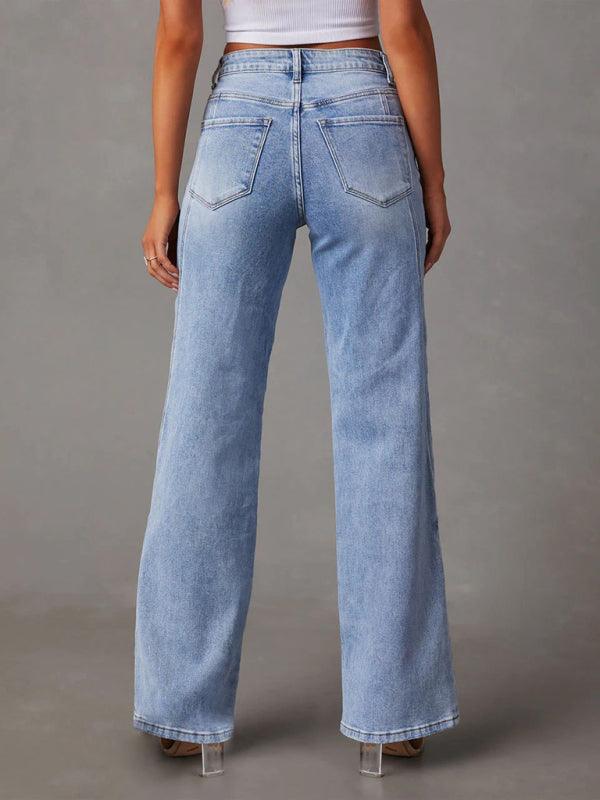 Women Loose Wide Leg Jeans - Wide Leg Jeans - Guocali