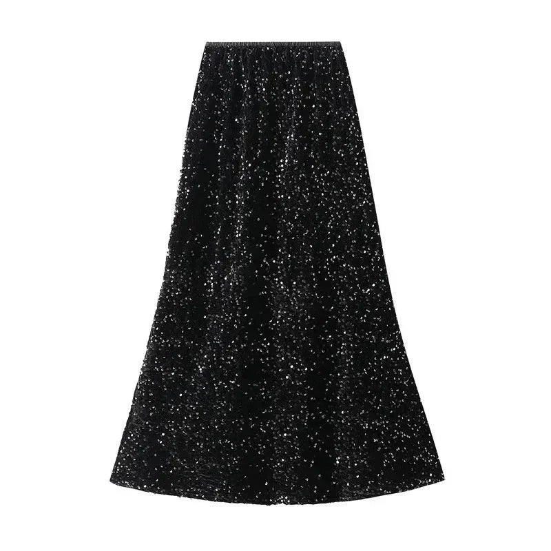 Women Mermaid Skirt Sequin - High Waist Midi Women Skirt