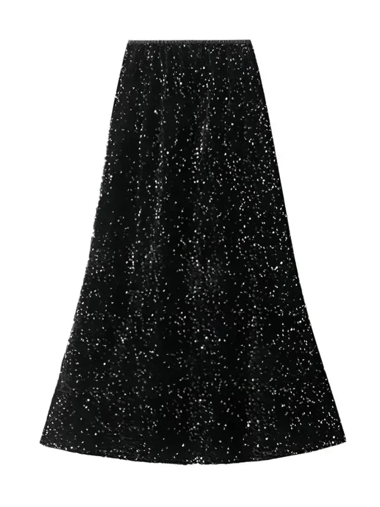 Women Mermaid Skirt Sequin - High Waist Midi Women Skirt
