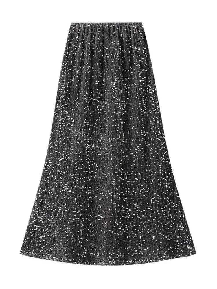 Women Mermaid Skirt Sequin - High Waist Midi Women Skirt