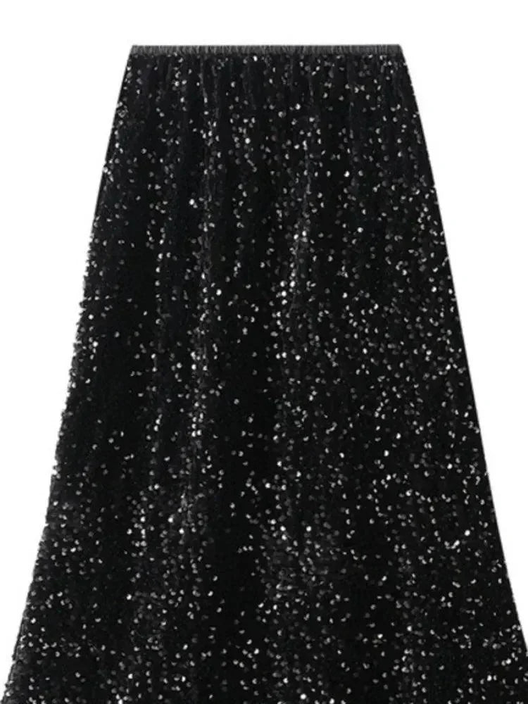 Women Mermaid Skirt Sequin - High Waist Midi Women Skirt