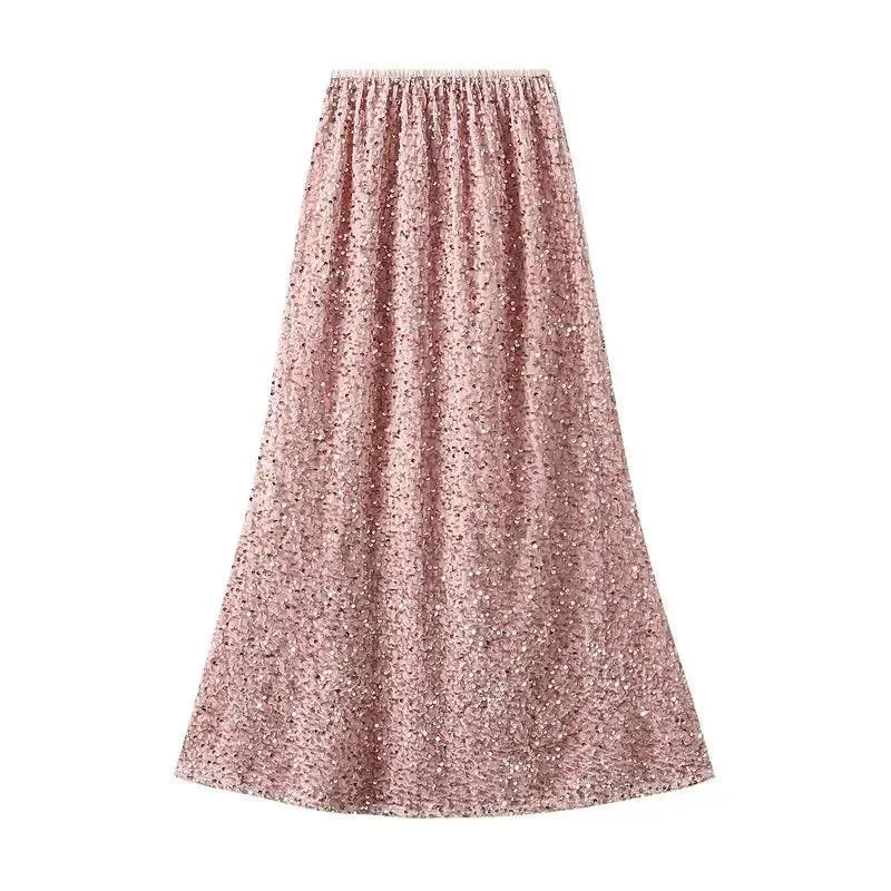 Women Mermaid Skirt Sequin - High Waist Midi Women Skirt