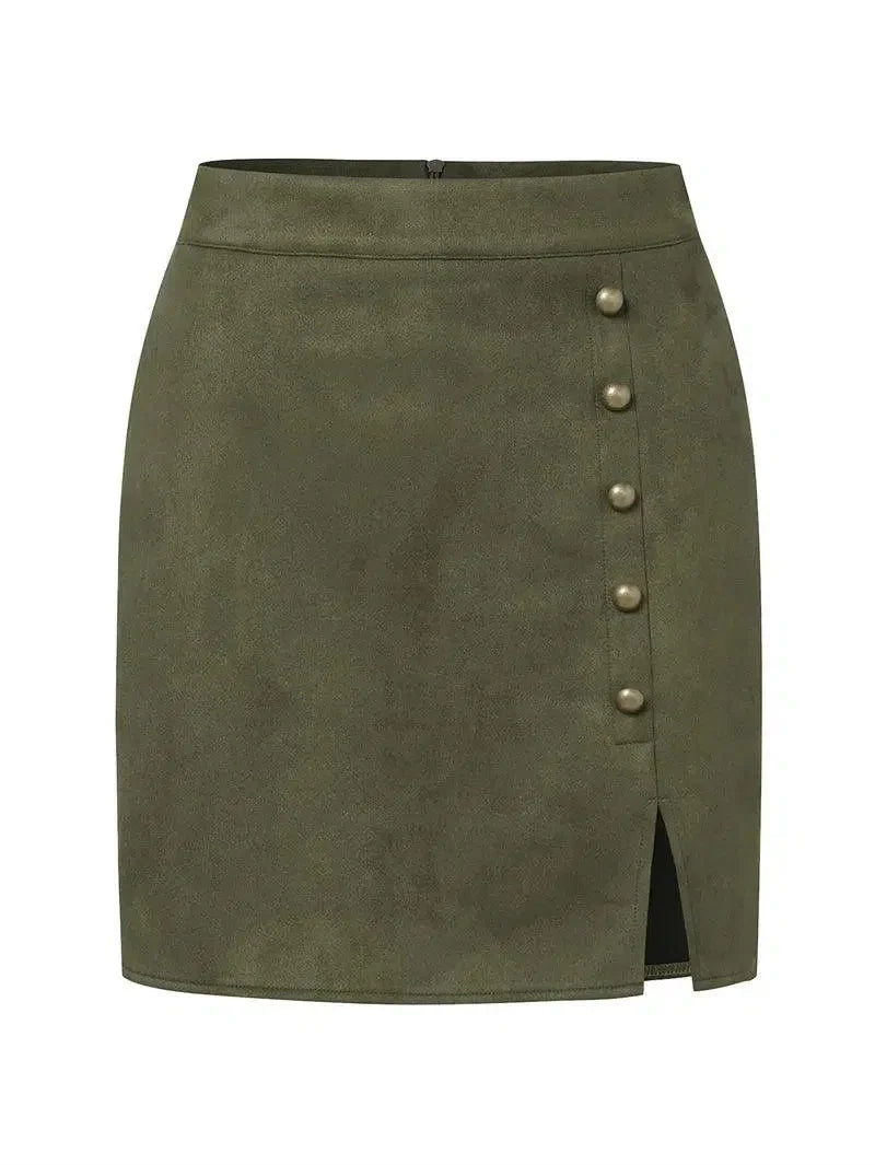 Women Mini Skirt Beaded Slit - High Waist Women Skirt