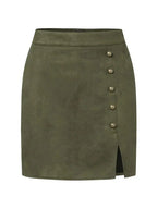 Women Mini Skirt Beaded Slit - High Waist Women Skirt
