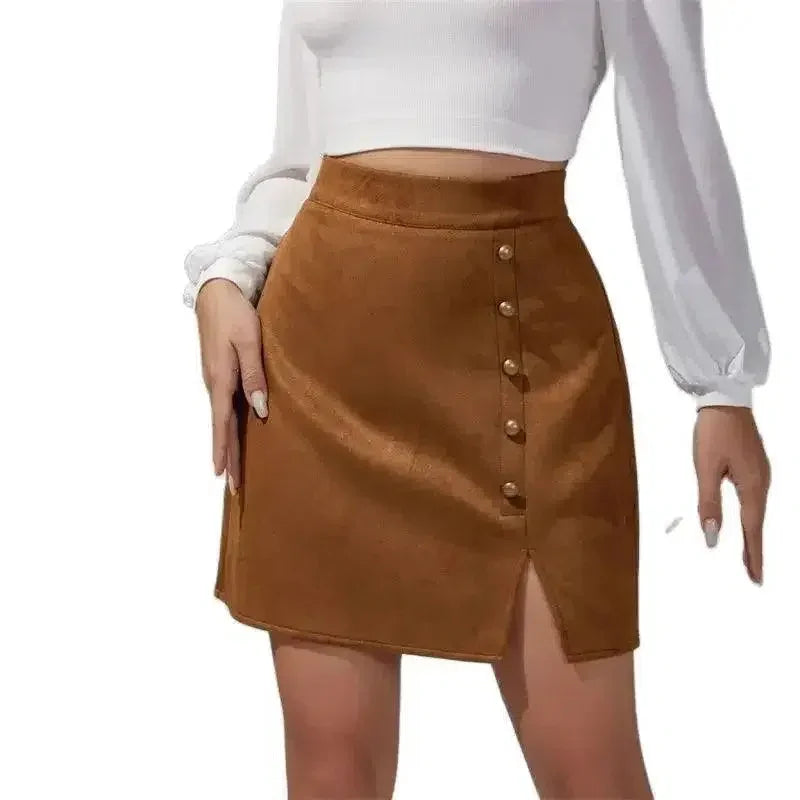 Women Mini Skirt Beaded Slit - High Waist Women Skirt