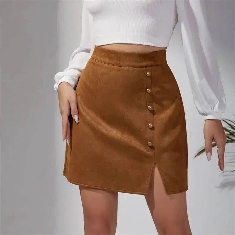 Women Mini Skirt Beaded Slit - High Waist Women Skirt