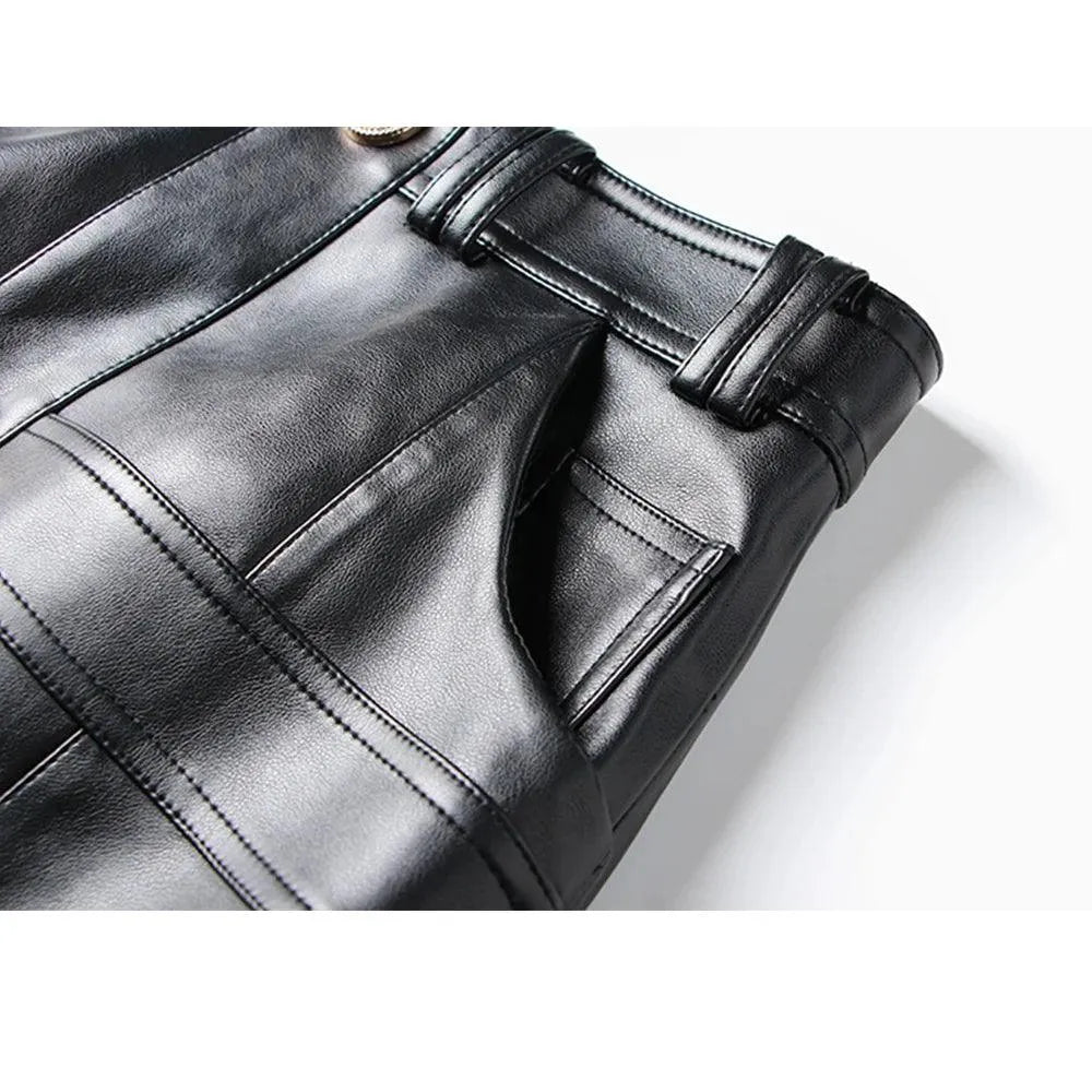 Women Mini Skirt Plaid Leather Straight - High Waist Women Skirt