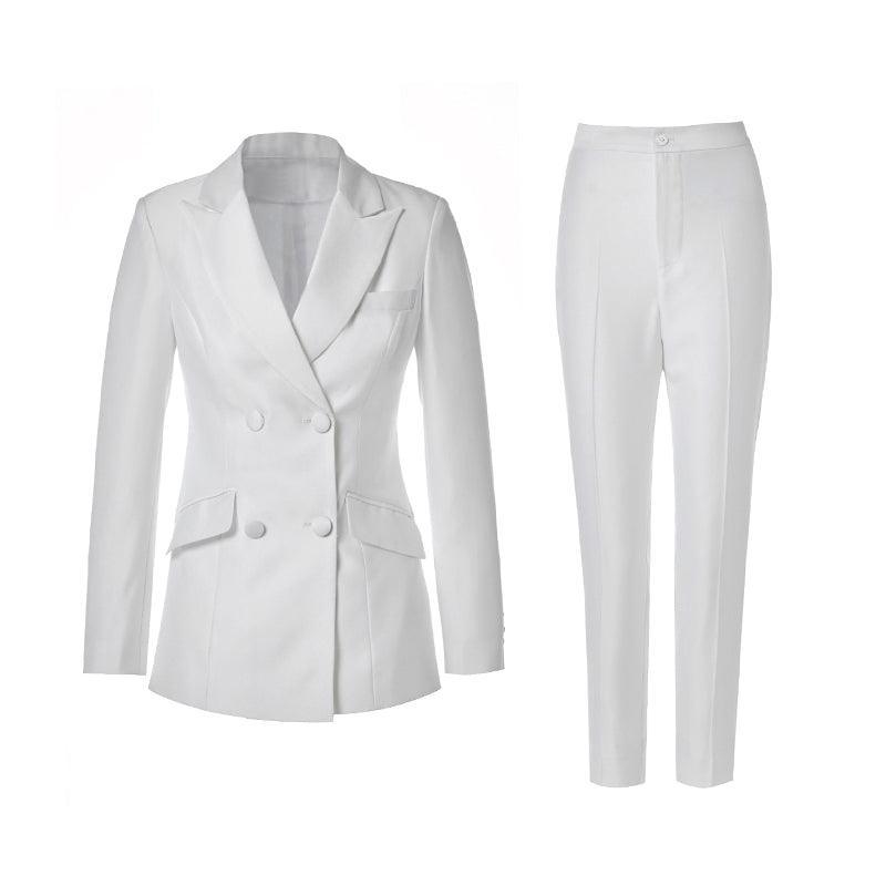 Women Pant Suit - Double-Breasted Trouser Suit - Pantsuit - Guocali