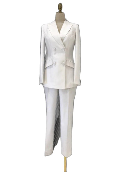 Women Pant Suit - Double-Breasted Trouser Suit - Pantsuit - Guocali