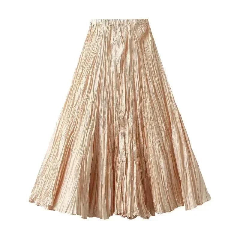 Women Pleated Skirt High Waist - A-Line Midi Women Skirt