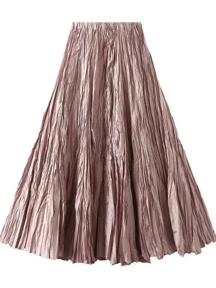 Women Pleated Skirt High Waist - A-Line Midi Women Skirt