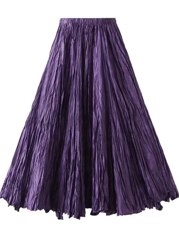 Women Pleated Skirt High Waist - A-Line Midi Women Skirt