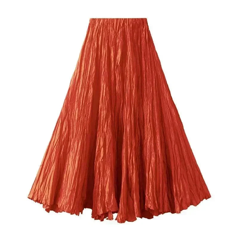 Women Pleated Skirt High Waist - A-Line Midi Women Skirt