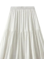 Women Pleated Skirt Lace-Up Elastic - High Waist Midi Women Skirt
