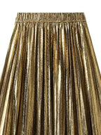 Women Pleated Skirt Metallic High Waist - Midi Women Skirt