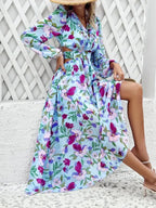 Women Ruffled Waist Printed Summer Dress
