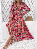 Women Ruffled Waist Printed Summer Dress
