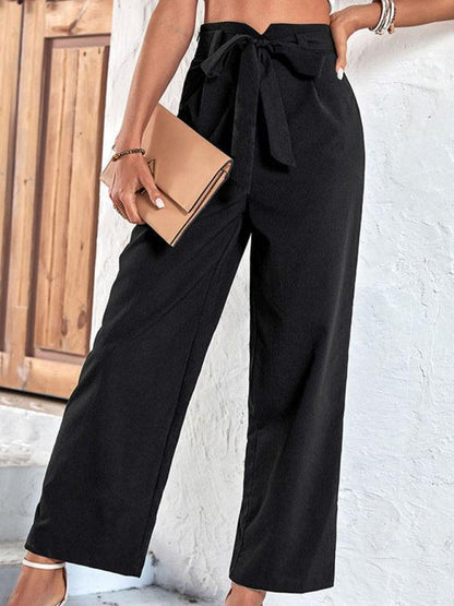 Chic Women's Cropped Pants – High-Waist Flat Front