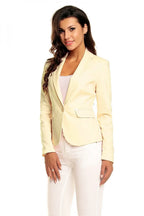 Women's Blazer - Stretchable - 1-Button - Yellow -Guocali