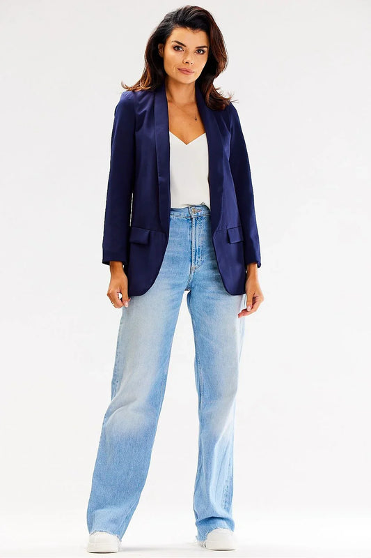 Women's Blazer - Stretchable - Slip-On - Navy -Guocali