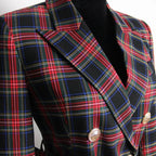 Women's Blazer - Structured - Double Breasted, Belted, Black, Blue, Yellow