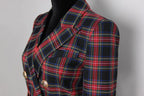 Women's Blazer - Structured - Double Breasted, Belted, Black, Blue, Yellow