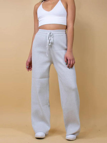 Casual Women's Trousers – High Rise Drawstring Fit