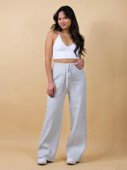 Casual Women's Trousers – High Rise Drawstring Fit