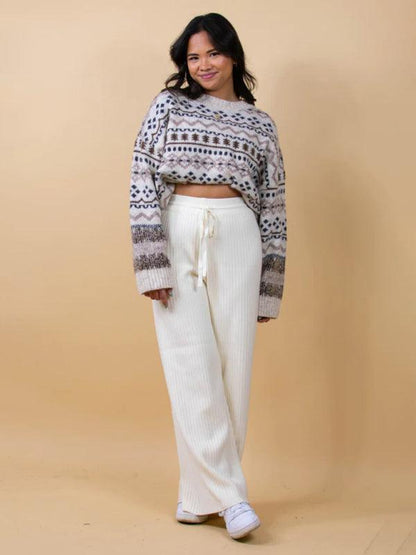 Casual Women's Trousers – High Rise Drawstring Fit