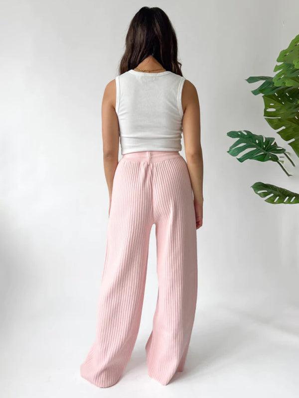 Women's Casual Drawstring Loose Straight Trousers - Women Trousers - Guocali