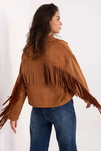 Women's Cropped Jacket - Lightweight Chic - Brown